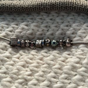 Sterling Silver Pandora Bracelet with charms